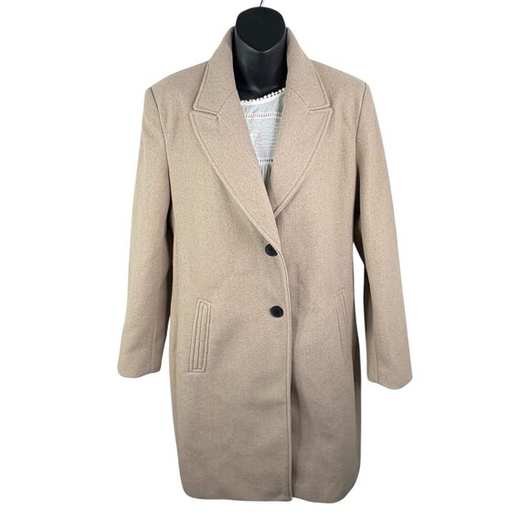 Soft Camel Two Button Front Coat Zara Winter Academia Women’s L Midi - Picture 2 of 12